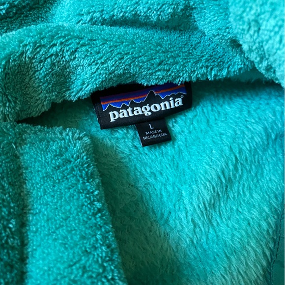 Patagonia Women's 1/4 Button Pullover Sweater Teal Blue Fleece Fuzzy - Picture 4 of 5